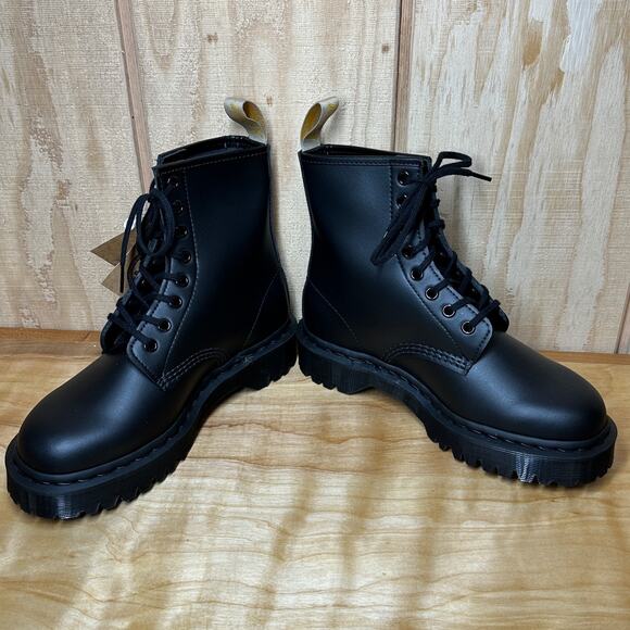 NEW Dr Martens Vegan 1460 Bex Mono Black Felix Rub Off Lace Up Boots W7 M6 EU38 - Picture 5 of 9